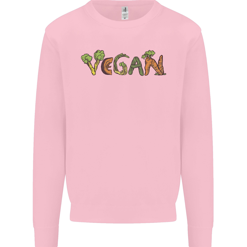 Vegan Vegetables Kids Sweatshirt Jumper Light Pink