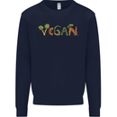 Vegan Vegetables Kids Sweatshirt Jumper Navy Blue