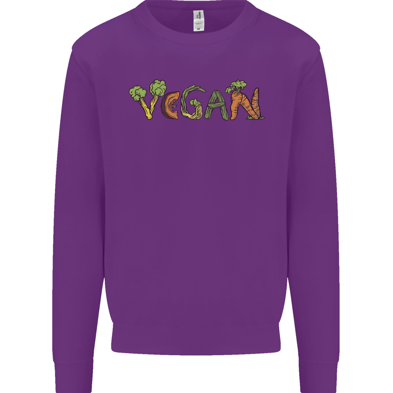 Vegan Vegetables Kids Sweatshirt Jumper Purple