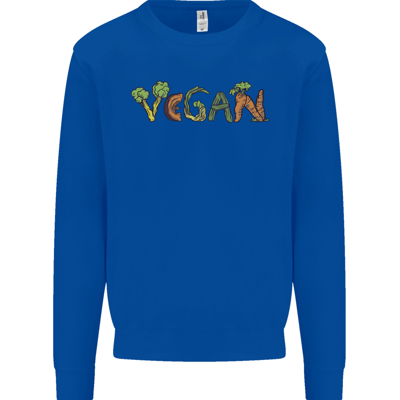 Vegan Vegetables Kids Sweatshirt Jumper Royal Blue