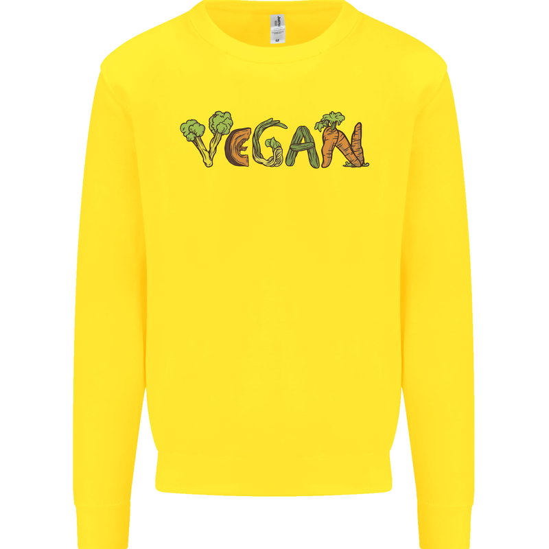 Vegan Vegetables Kids Sweatshirt Jumper Yellow