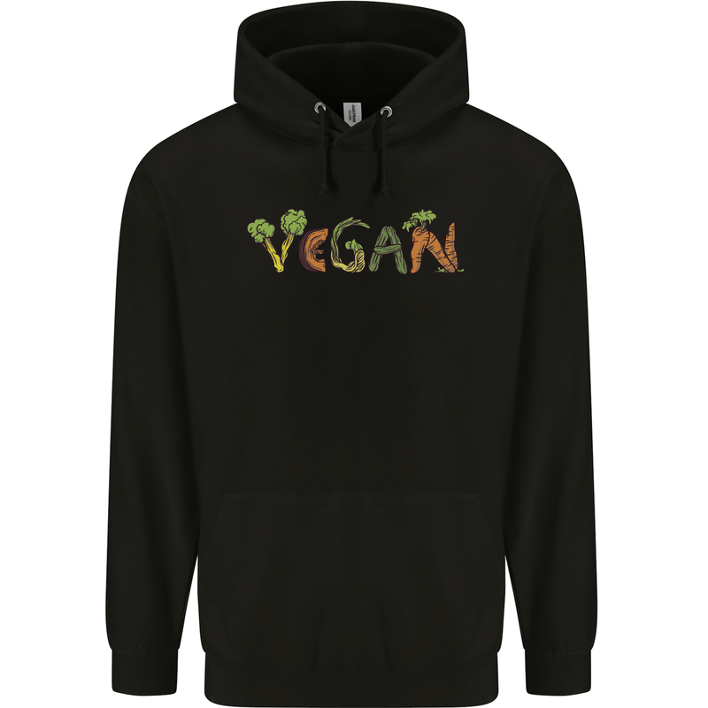 Vegan Vegetables Mens 80% Cotton Hoodie Black