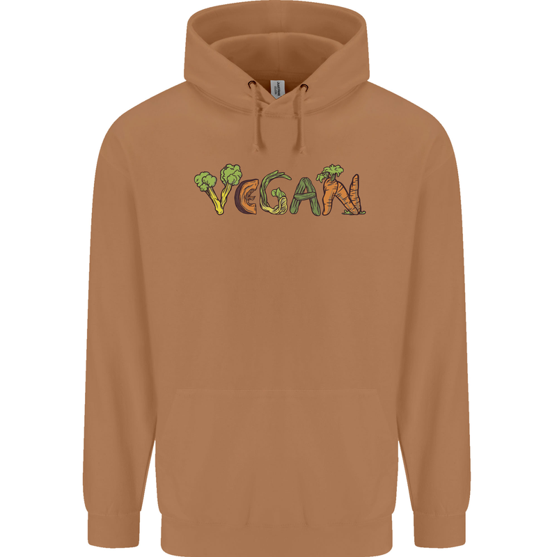 Vegan Vegetables Mens 80% Cotton Hoodie Caramel Latte