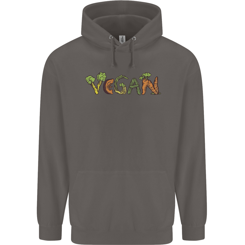 Vegan Vegetables Mens 80% Cotton Hoodie Charcoal