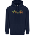 Vegan Vegetables Mens 80% Cotton Hoodie Navy Blue