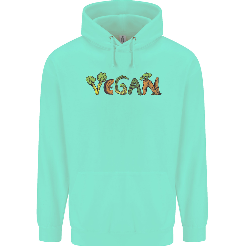 Vegan Vegetables Mens 80% Cotton Hoodie Peppermint
