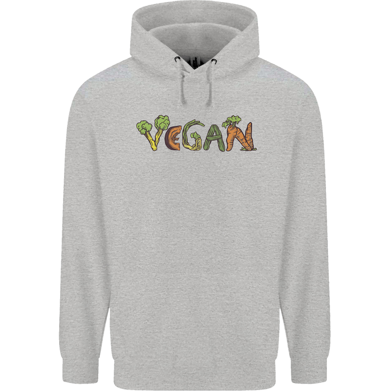 Vegan Vegetables Mens 80% Cotton Hoodie Sports Grey