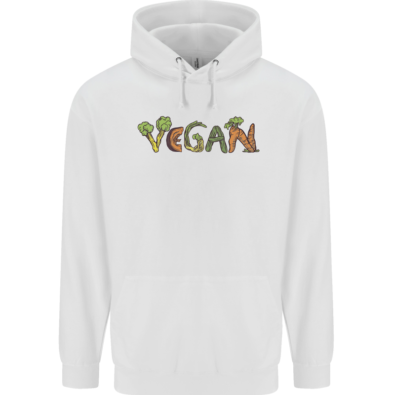Vegan Vegetables Mens 80% Cotton Hoodie White
