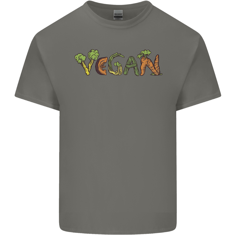 Vegan Vegetables Mens Cotton T-Shirt Tee Top Charcoal