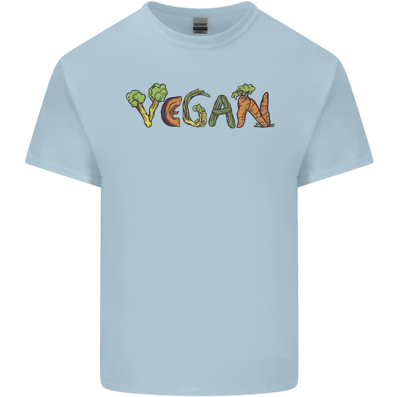 Vegan Vegetables Mens Cotton T-Shirt Tee Top Light Blue