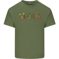 Vegan Vegetables Mens Cotton T-Shirt Tee Top Military Green