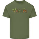 Vegan Vegetables Mens Cotton T-Shirt Tee Top Military Green