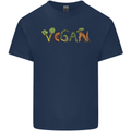 Vegan Vegetables Mens Cotton T-Shirt Tee Top Navy Blue