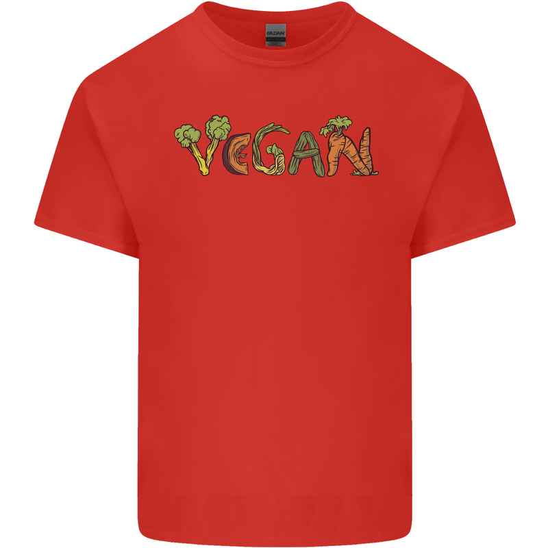 Vegan Vegetables Mens Cotton T-Shirt Tee Top Red