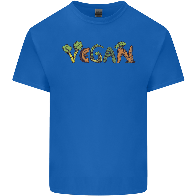 Vegan Vegetables Mens Cotton T-Shirt Tee Top Royal Blue