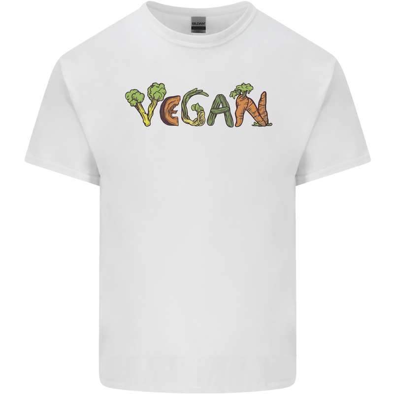 Vegan Vegetables Mens Cotton T-Shirt Tee Top White