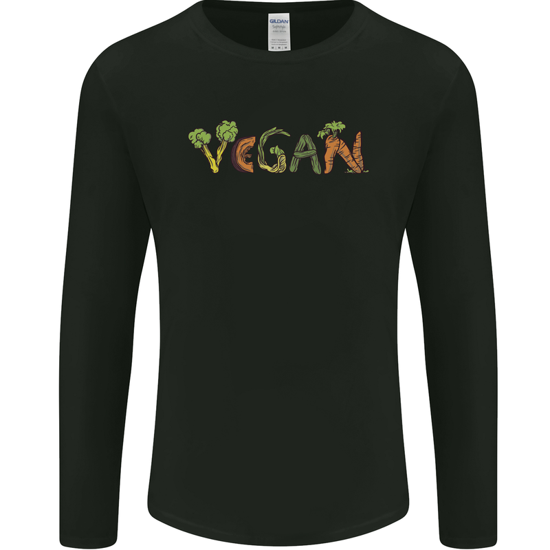 Vegan Vegetables Mens Long Sleeve T-Shirt Black