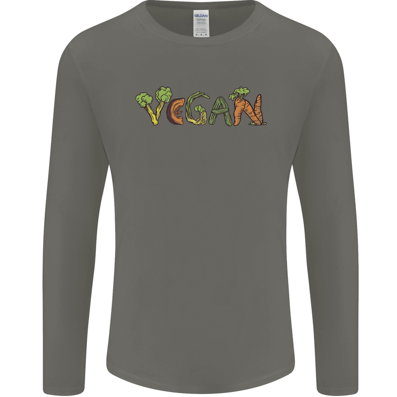 Vegan Vegetables Mens Long Sleeve T-Shirt Charcoal