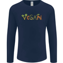 Vegan Vegetables Mens Long Sleeve T-Shirt Navy Blue