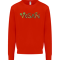 Vegan Vegetables Mens Sweatshirt Jumper Bright Red