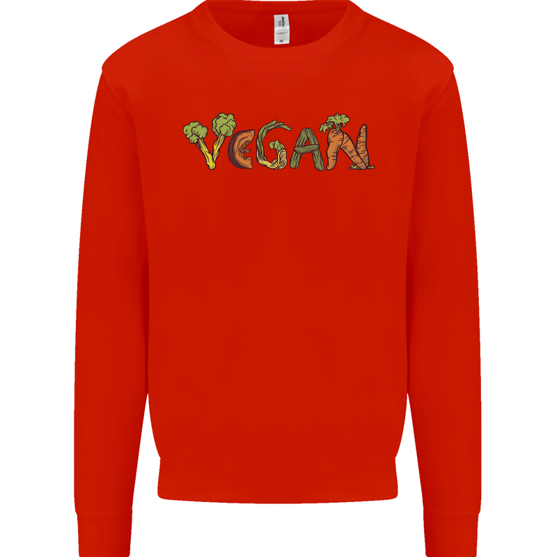 Vegan Vegetables Mens Sweatshirt Jumper Bright Red