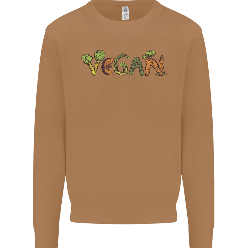 Vegan Vegetables Mens Sweatshirt Jumper Caramel Latte