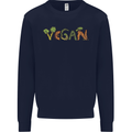 Vegan Vegetables Mens Sweatshirt Jumper Navy Blue