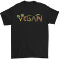 Vegan Vegetables Mens T-Shirt 100% Cotton Black