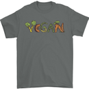 Vegan Vegetables Mens T-Shirt 100% Cotton Charcoal