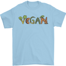 Vegan Vegetables Mens T-Shirt 100% Cotton Light Blue