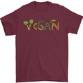 Vegan Vegetables Mens T-Shirt 100% Cotton Maroon