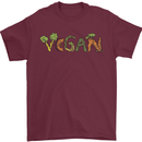 Vegan Vegetables Mens T-Shirt 100% Cotton Maroon