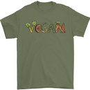 Vegan Vegetables Mens T-Shirt 100% Cotton Military Green