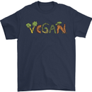 Vegan Vegetables Mens T-Shirt 100% Cotton Navy Blue