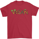 Vegan Vegetables Mens T-Shirt 100% Cotton Red