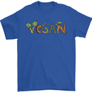 Vegan Vegetables Mens T-Shirt 100% Cotton Royal Blue