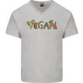 Vegan Vegetables Mens V-Neck Cotton T-Shirt Sports Grey
