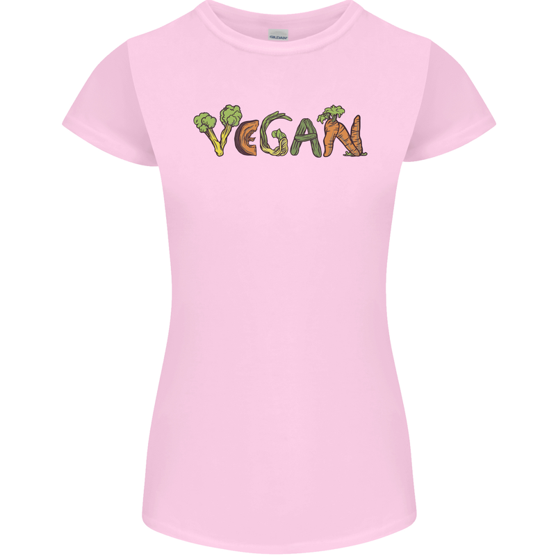 Vegan Vegetables Womens Petite Cut T-Shirt Light Pink