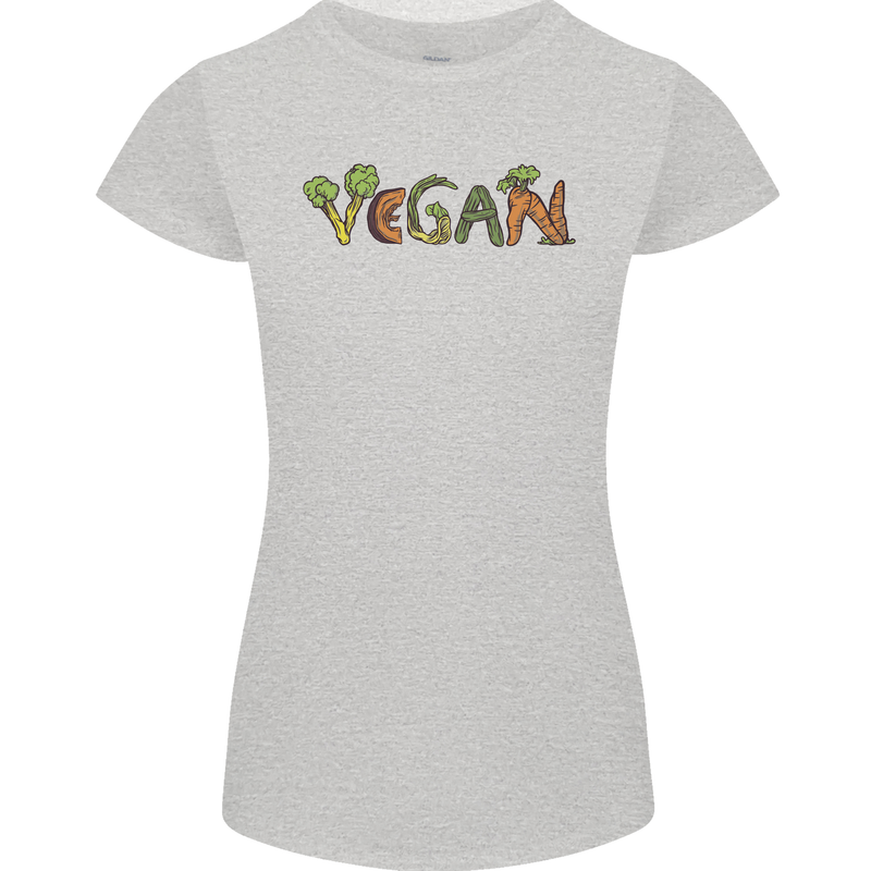 Vegan Vegetables Womens Petite Cut T-Shirt Sports Grey