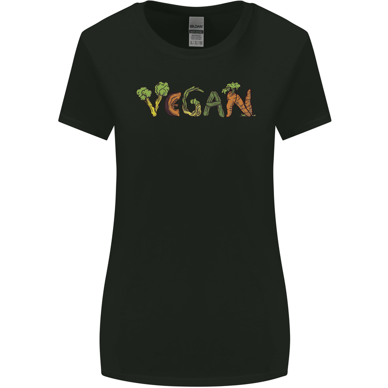 Vegan Vegetables Womens Wider Cut T-Shirt Black