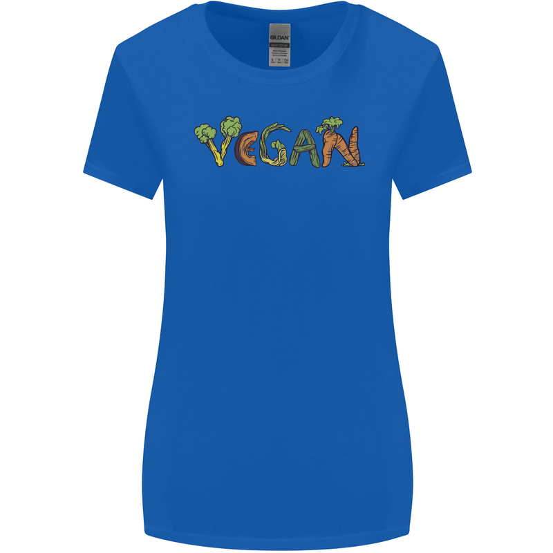 Vegan Vegetables Womens Wider Cut T-Shirt Royal Blue
