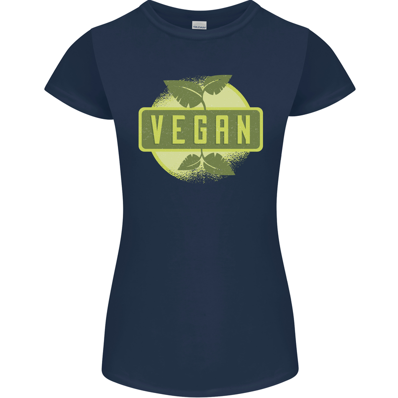 Vegan Womens Petite Cut T-Shirt Navy Blue