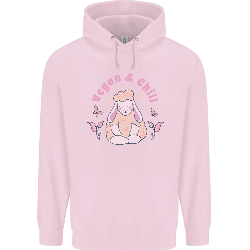 Vegan & Chill Meditation Yoga Spiritual Childrens Kids Hoodie Light Pink