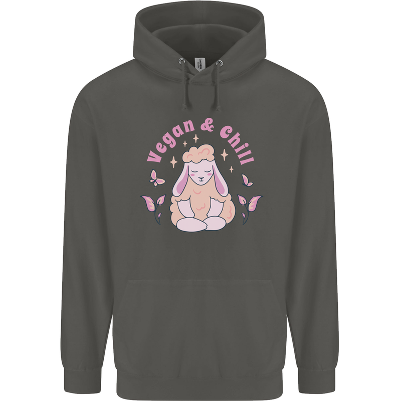 Vegan & Chill Meditation Yoga Spiritual Childrens Kids Hoodie Storm Grey