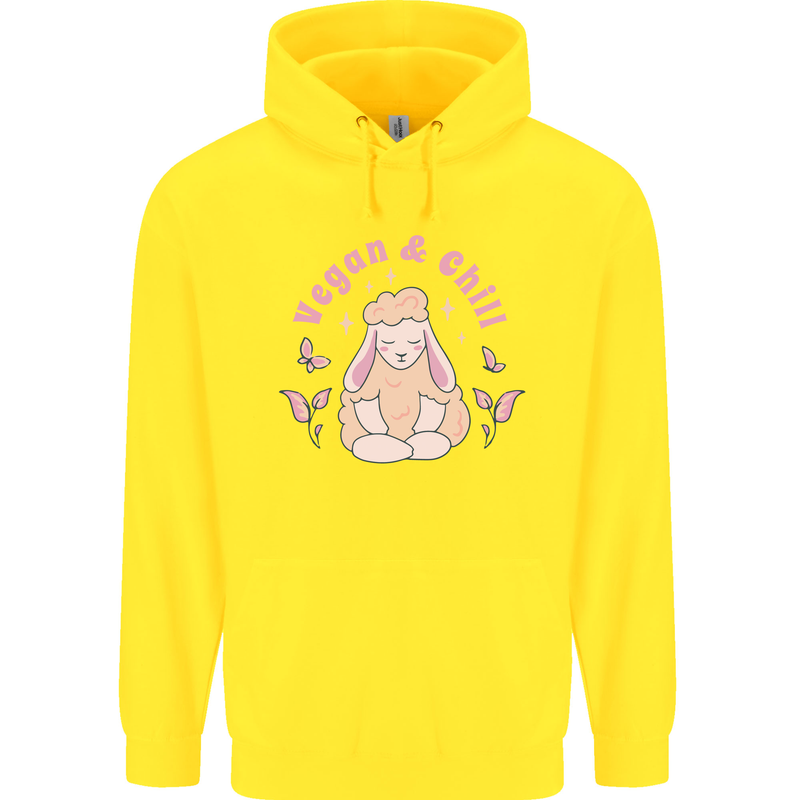 Vegan & Chill Meditation Yoga Spiritual Childrens Kids Hoodie Yellow