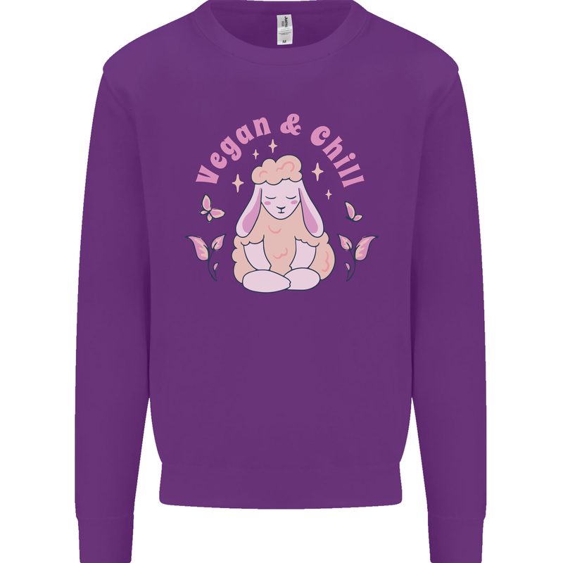 Vegan & Chill Meditation Yoga Spiritual Kids Sweatshirt Jumper Purple