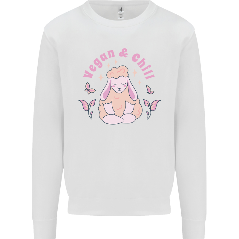 Vegan & Chill Meditation Yoga Spiritual Kids Sweatshirt Jumper White