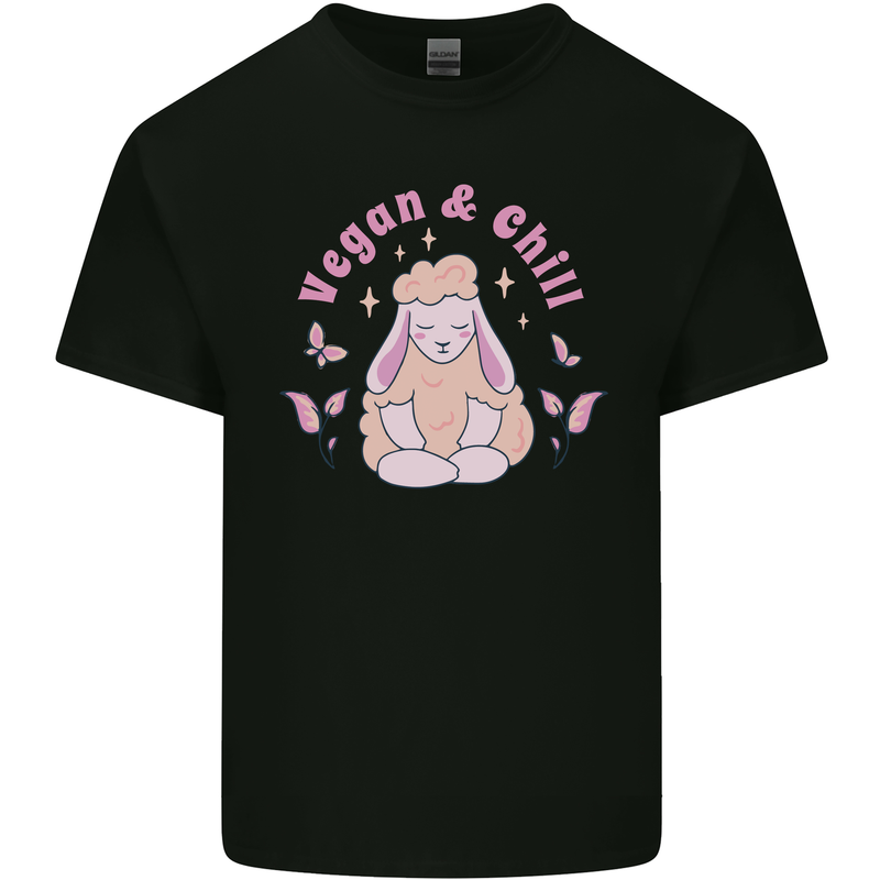 Vegan & Chill Meditation Yoga Spiritual Kids T-Shirt Childrens Black