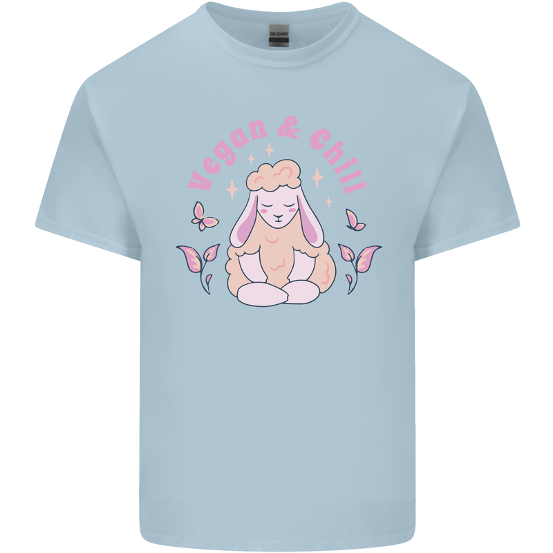Vegan & Chill Meditation Yoga Spiritual Kids T-Shirt Childrens Light Blue