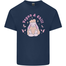 Vegan & Chill Meditation Yoga Spiritual Kids T-Shirt Childrens Navy Blue